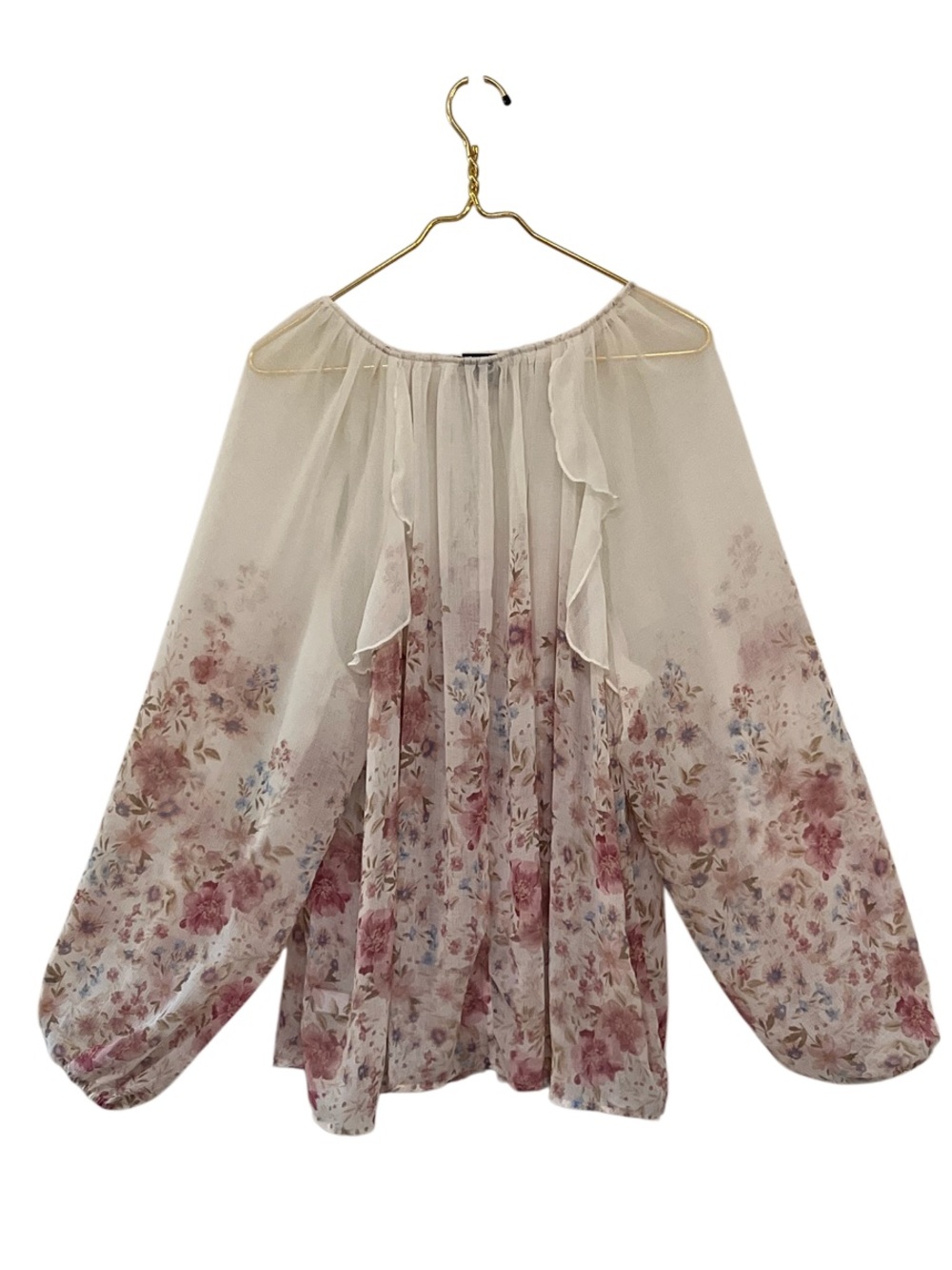 Torrid Floral Chiffon Ruffle Blouse Size Large Boho Romantic - Picture 4 of 8